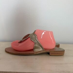 Jack Rogers Gold Leather Brazil Thong Sandals